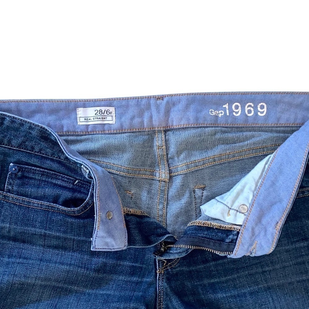 GAP 1969 Real Straight Dark Denim Midrise Flared Jeans Office Basic Size 28 / 6R - Picture 6 of 9